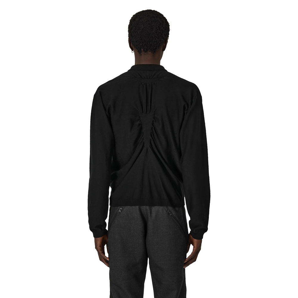 Roa Pinched Wool Knit Polo - Black