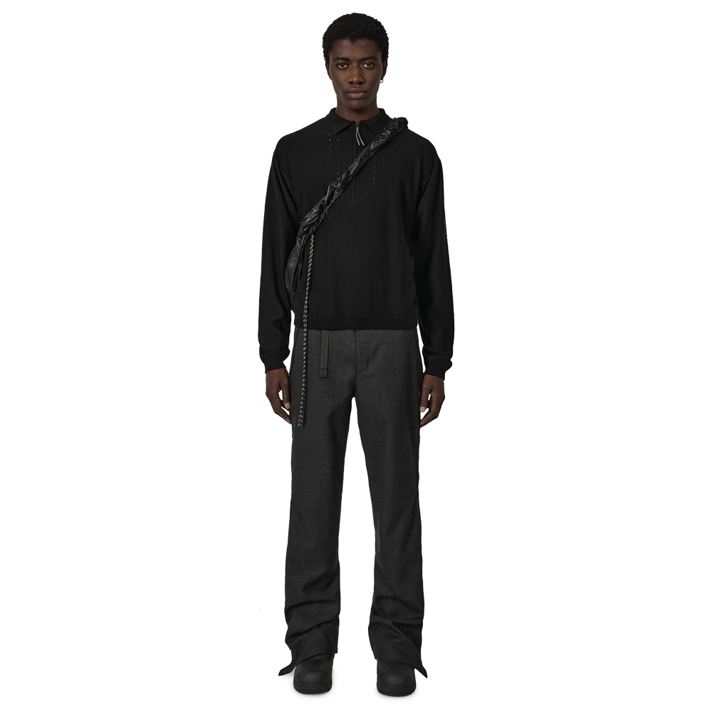 Roa Pinched Wool Knit Polo - Black