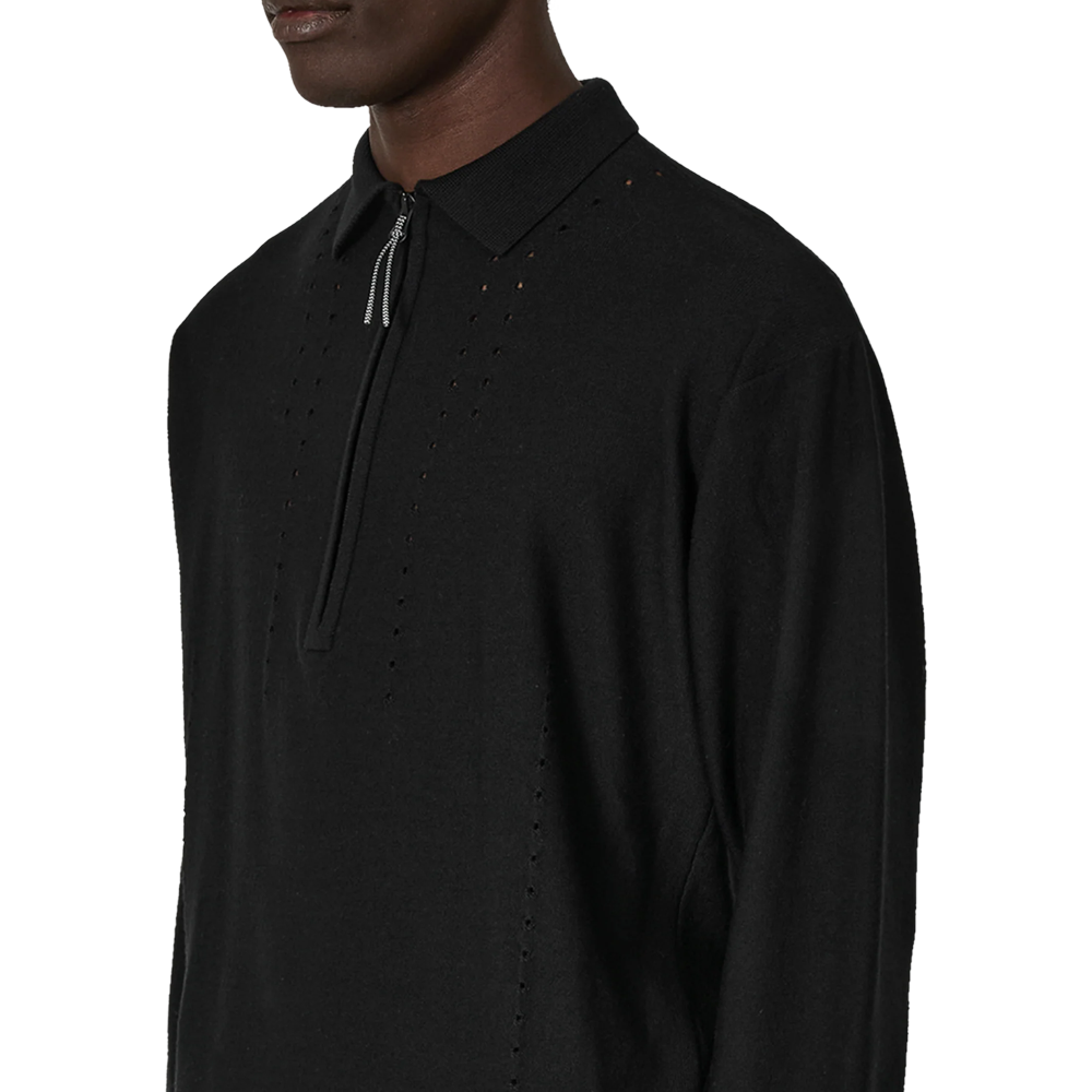 Roa Pinched Wool Knit Polo - Black