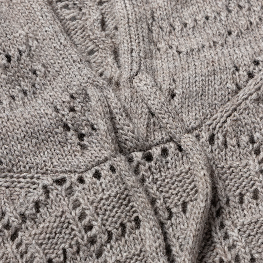 Aries Pointelle Temple Patchwork Hoodie - Grey marl