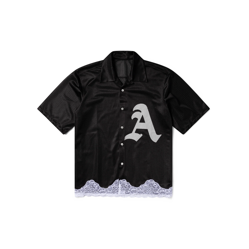 Aries Gothic Lace Airtex Hawaiian Shirt - Black