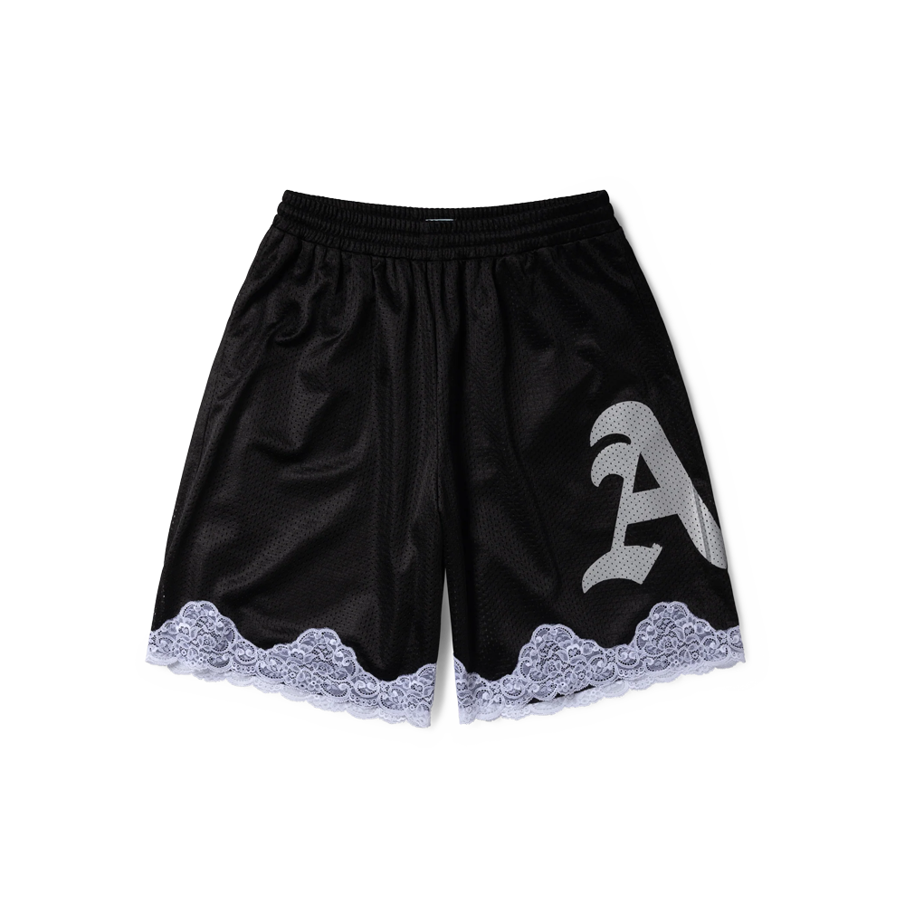Aries Gothic Lace Airtex Shorts - Black
