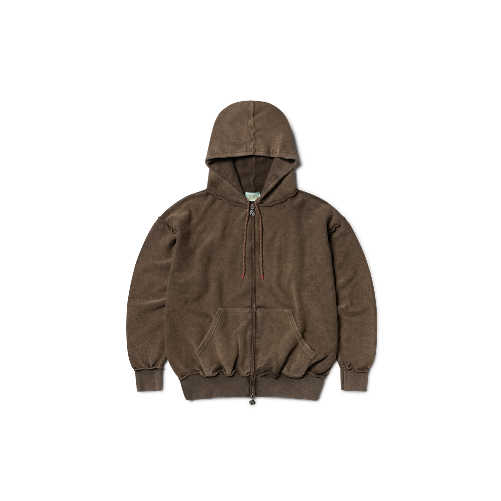 Aries Aged Reverso Temple Zip Through Hoodie - Brown