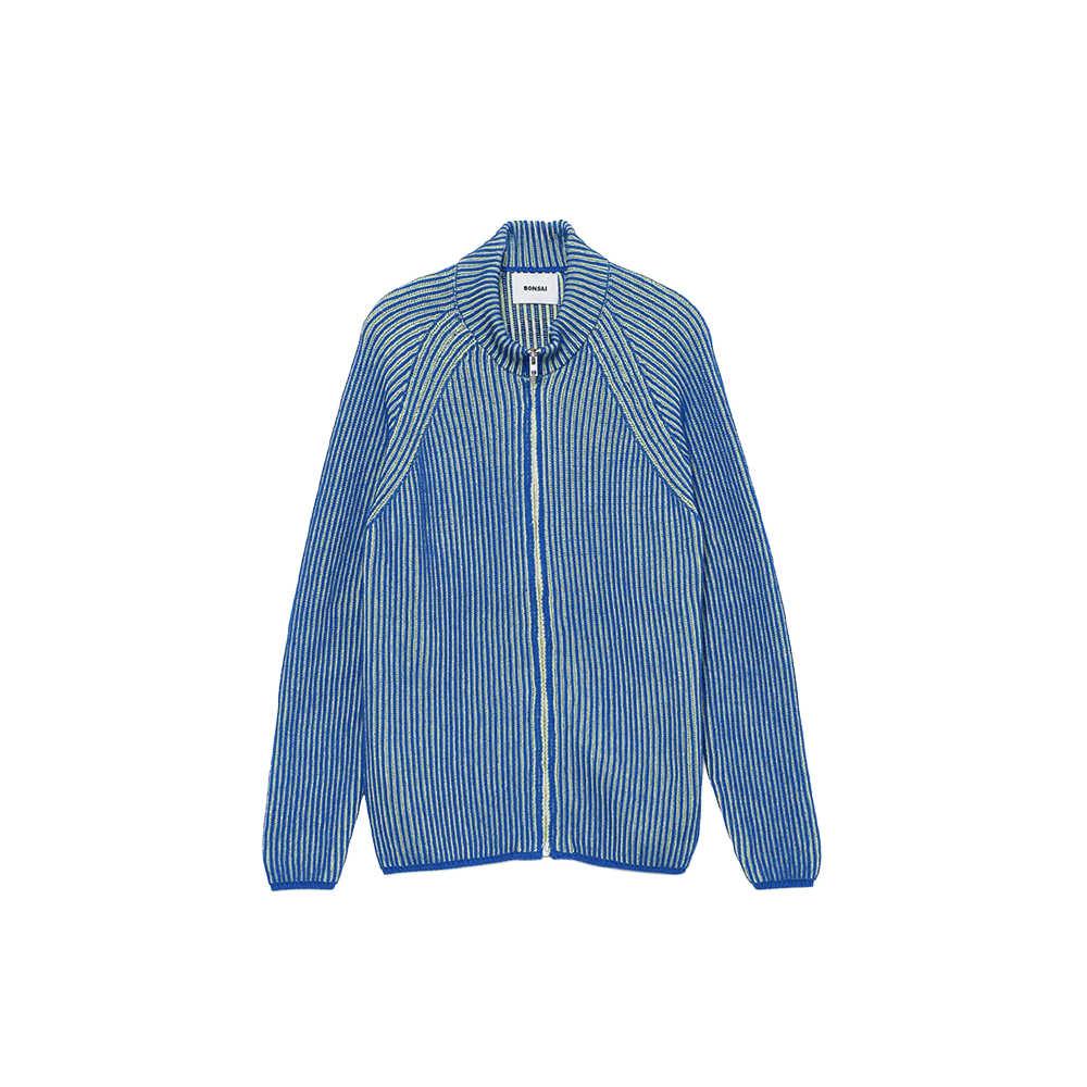 Bonsai Vertical rib Knit jacket - Blue