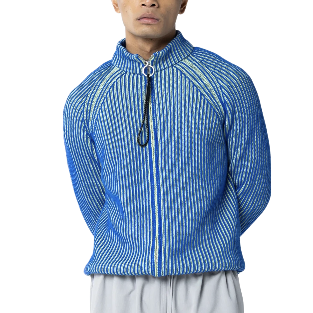 Bonsai Vertical rib Knit jacket - Blue