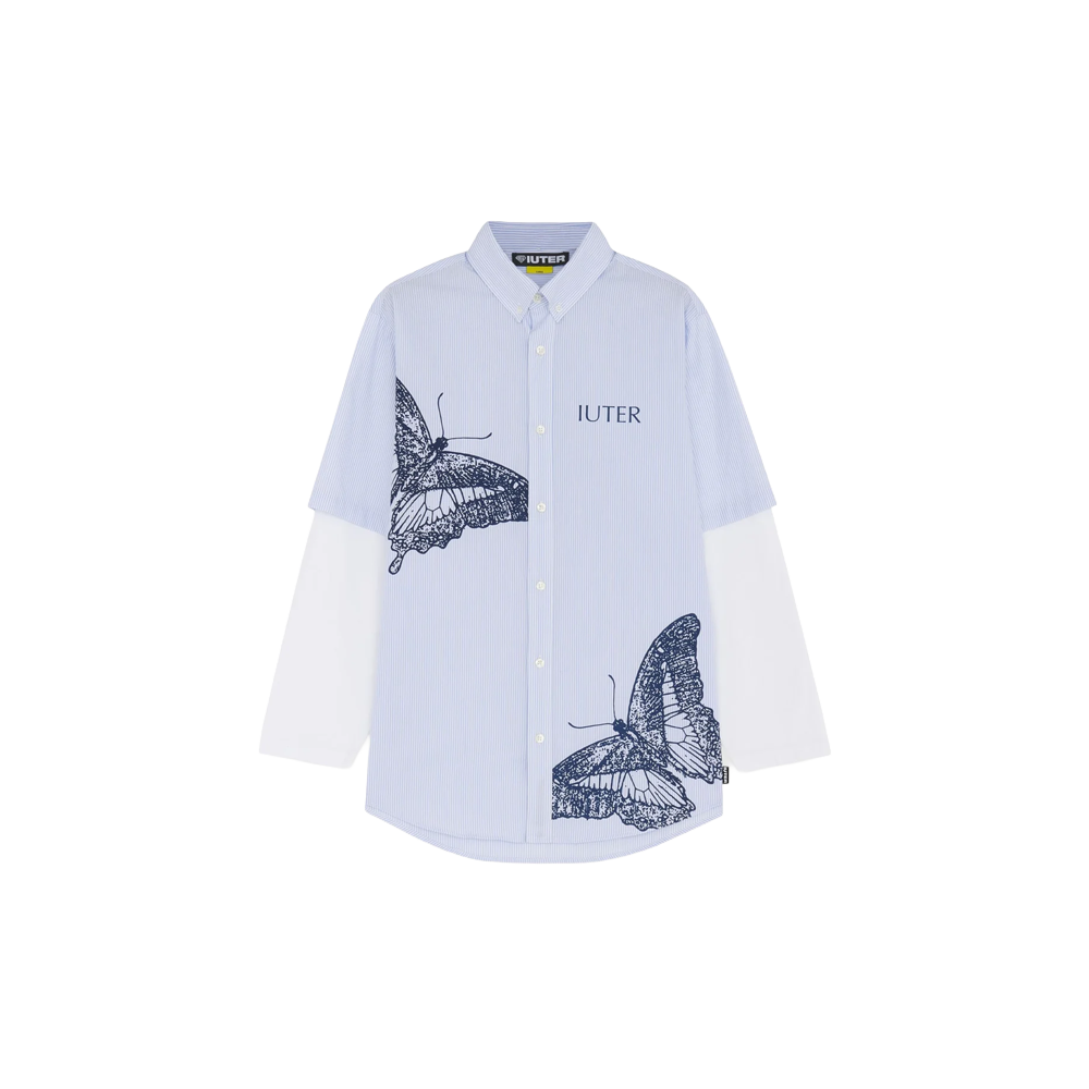 Iuter Butterfly stripes double LS Shirt - Light Blue