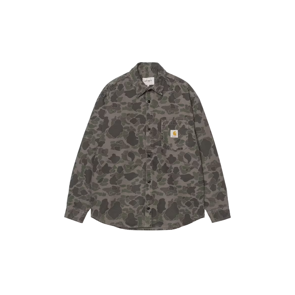 Carhartt WIP L/S Camo Shirt - Camo Duck, Green / Porphyry