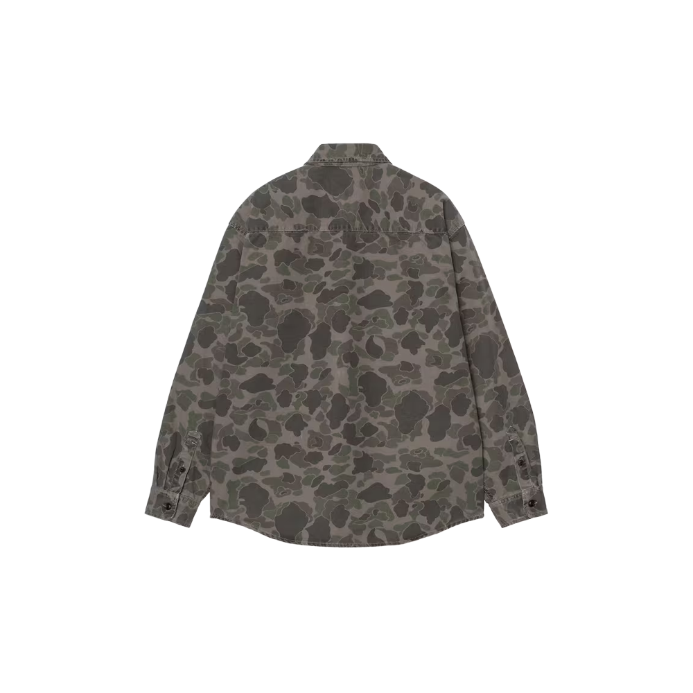 Carhartt WIP L/S Camo Shirt - Camo Duck, Green / Porphyry