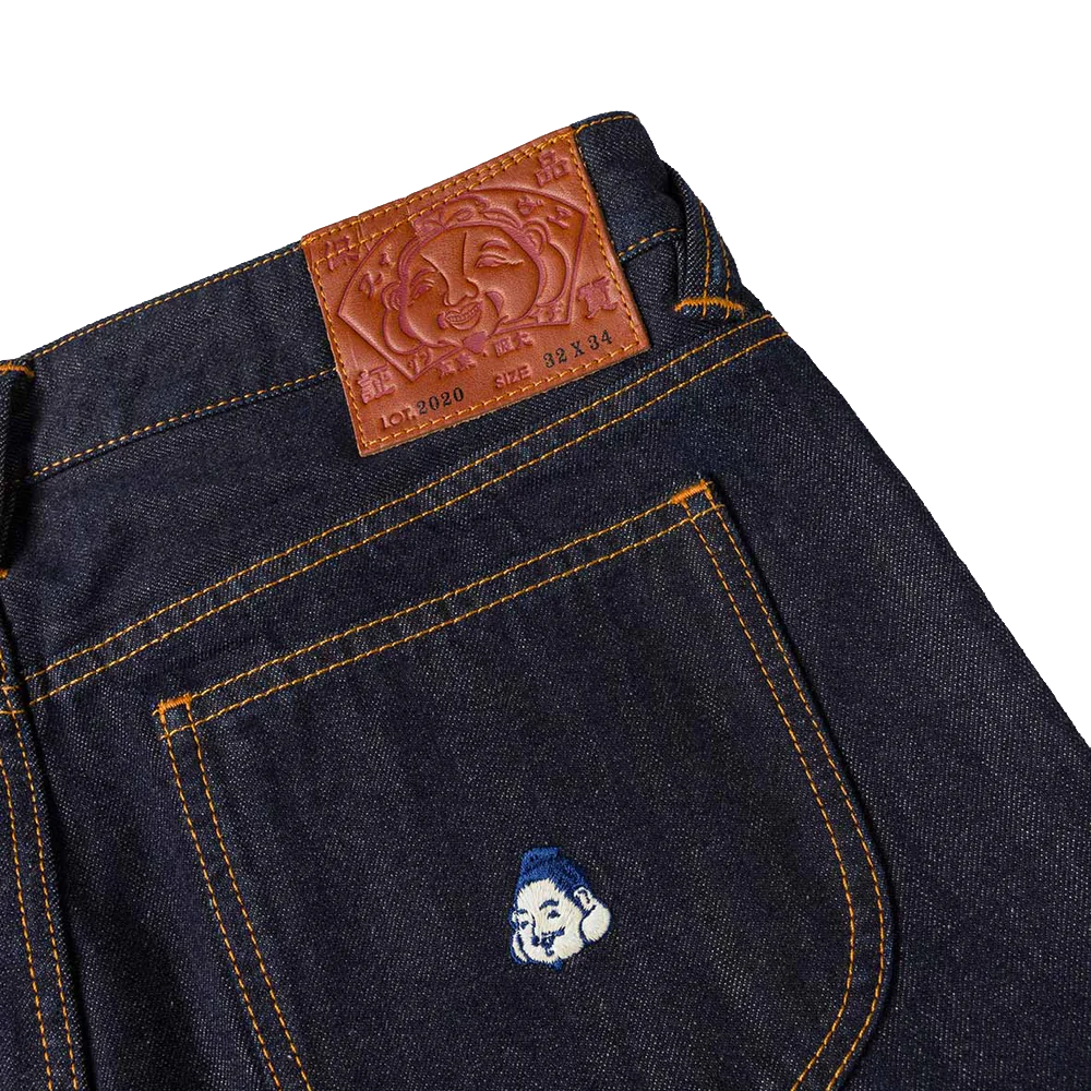 Evisu Allover Brand Embroidery Jeans - Indigo