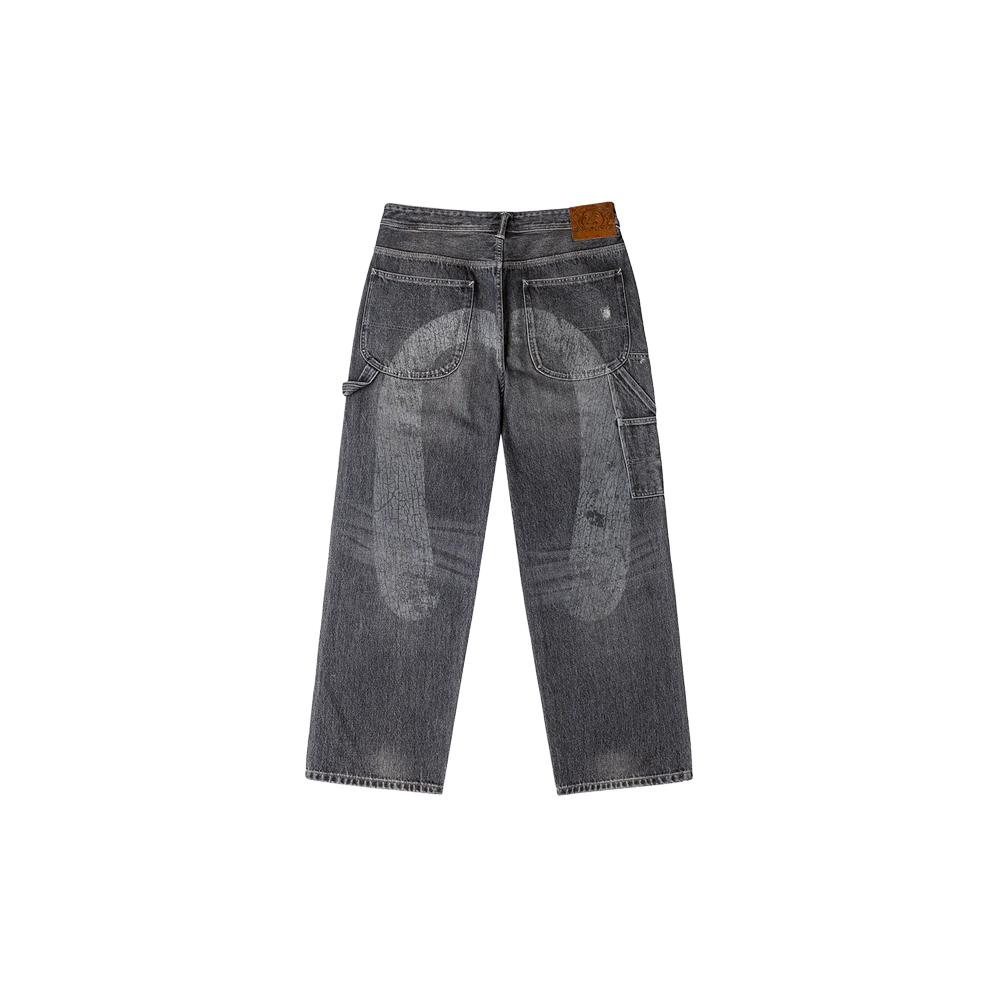 Evisu Washed and Distressed Daicock Print Jeans - Grey