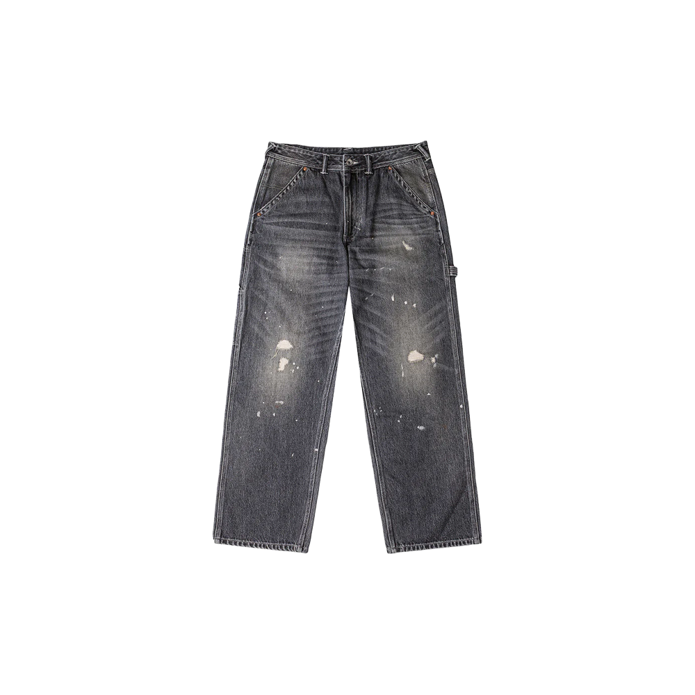 Evisu Washed and Distressed Daicock Print Jeans - Grey