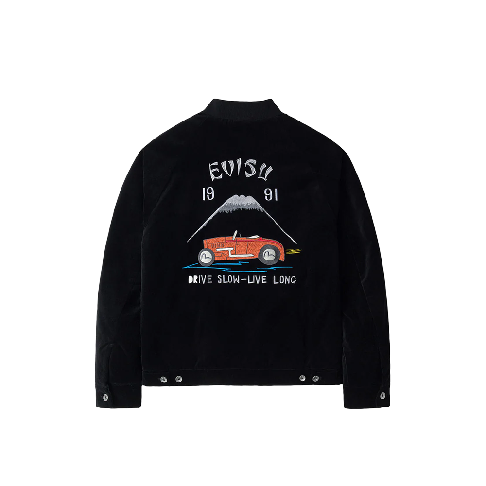 Evisu Vintage Velvet Padded Souvenir Jacket - Black