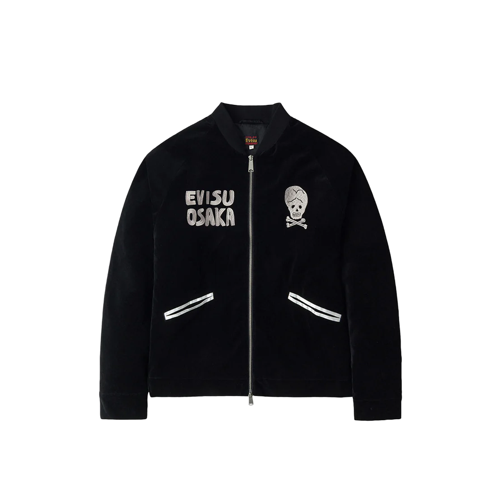 Evisu Vintage Velvet Padded Souvenir Jacket - Black