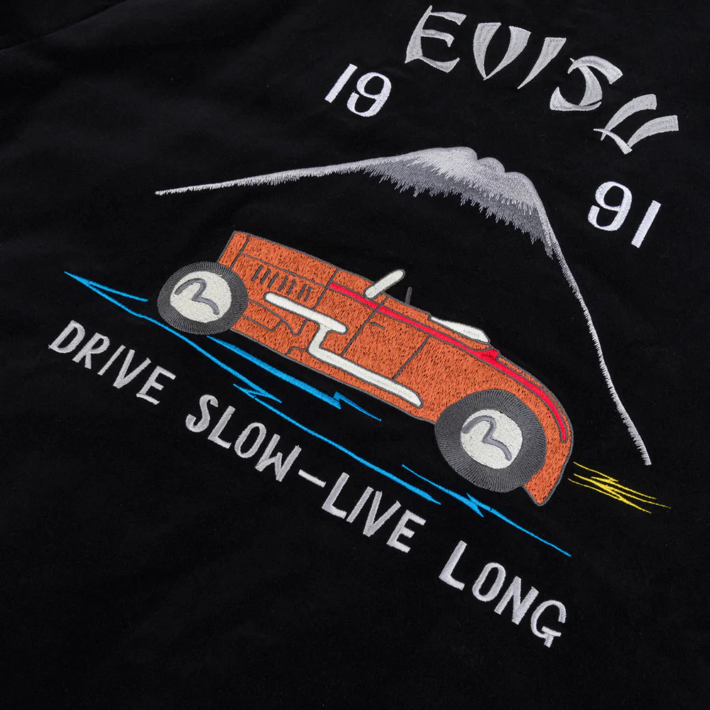 Evisu Vintage Velvet Padded Souvenir Jacket - Black