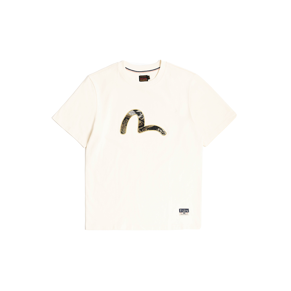 Evisu Brocade Seagull Appliqué T-shirt - Ecru