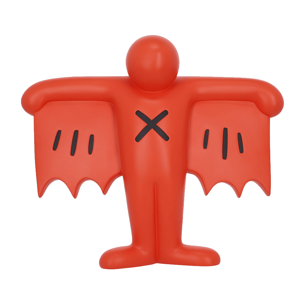 Keith Haring Flying Devil statue - Rosso