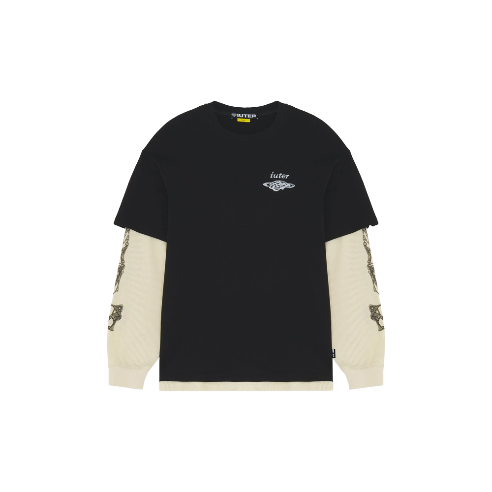 Iuter Bijoux waffle double LS tee - Black
