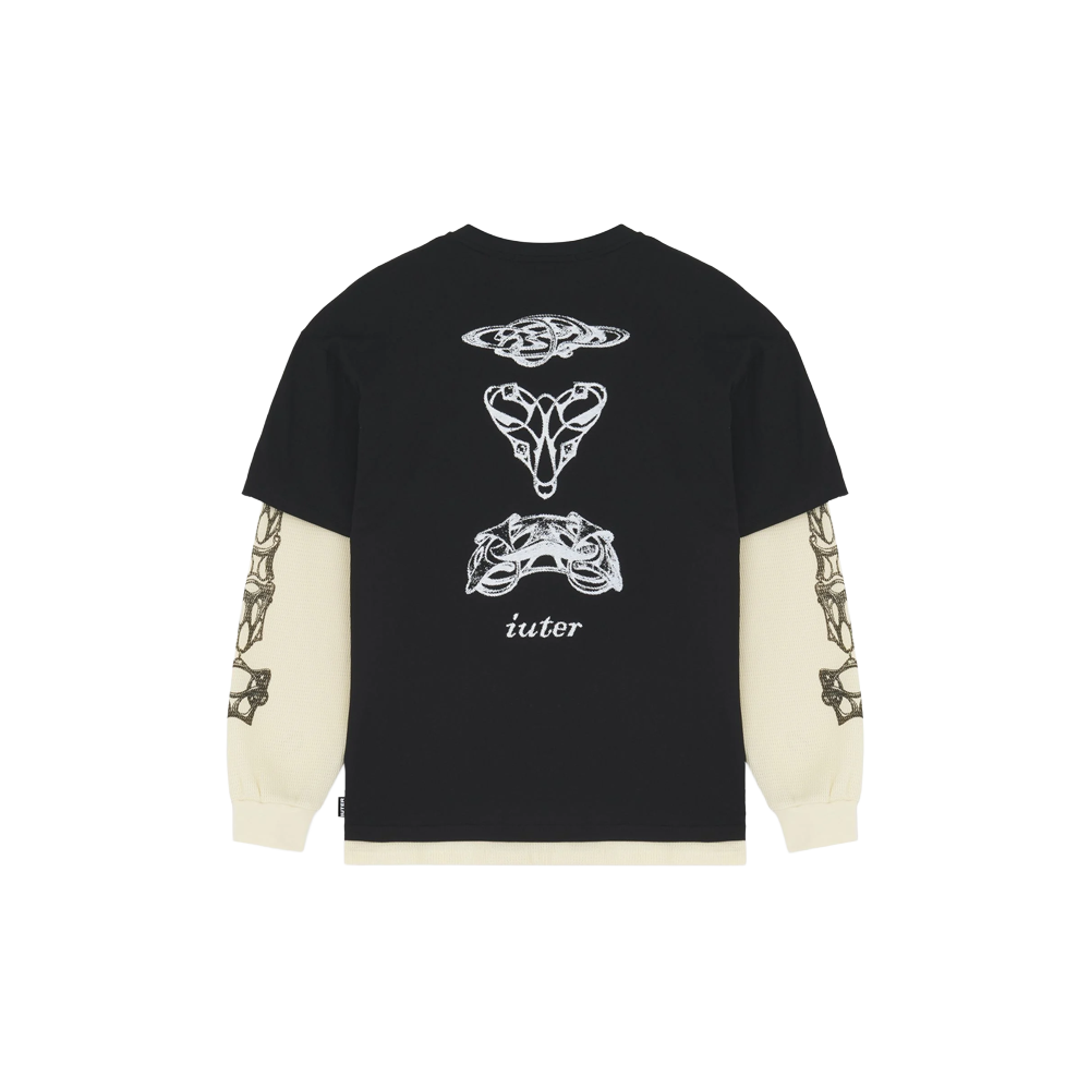 Iuter Bijoux waffle double LS tee - Black