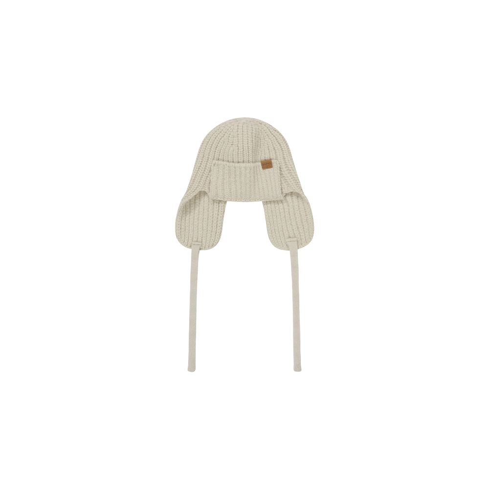 Kappy Wool knit trooper hat - Cream