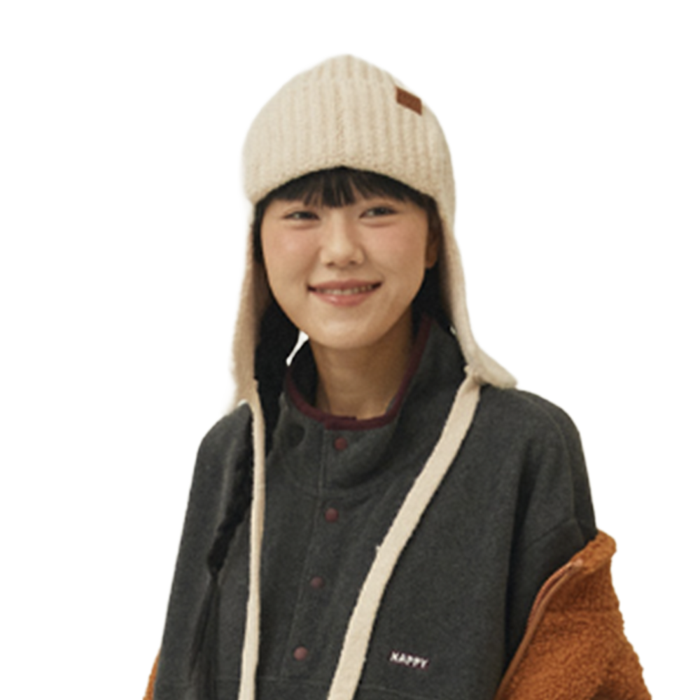 Kappy Wool knit trooper hat - Cream