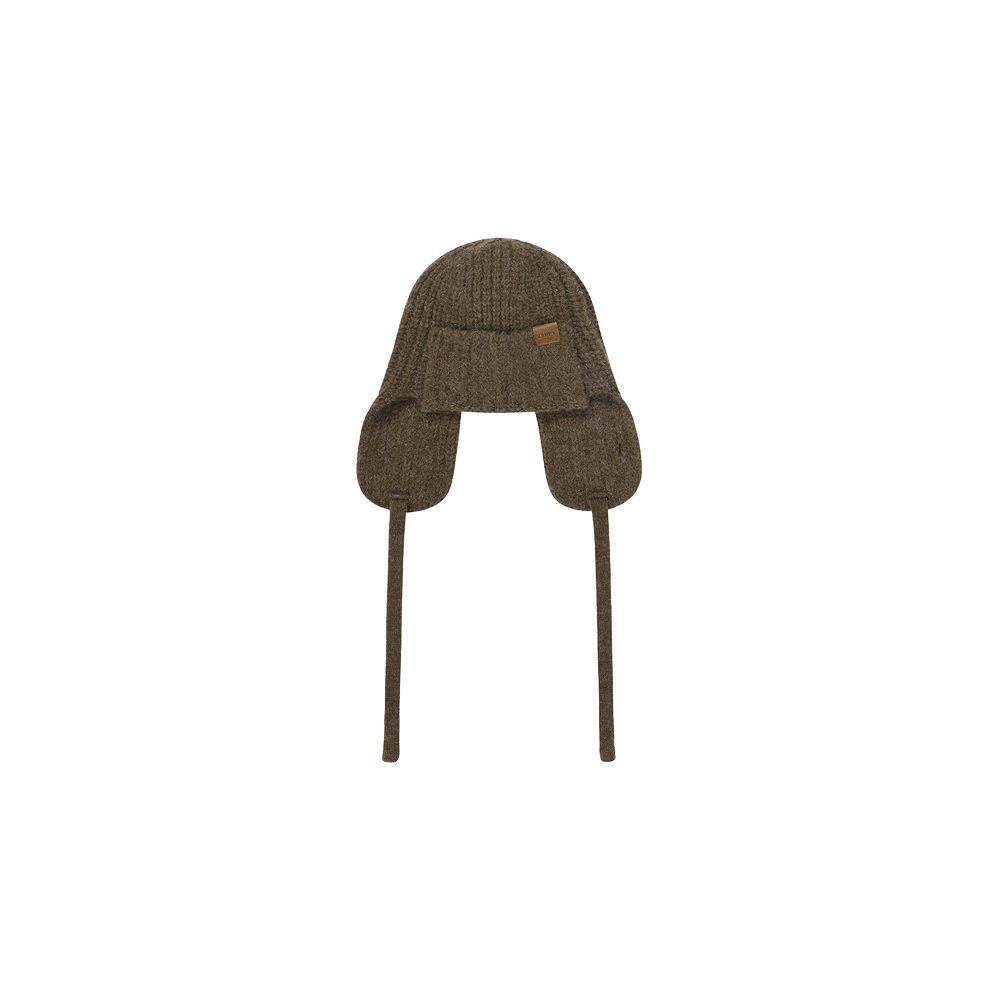 Kappy Wool knit trooper hat - Brown