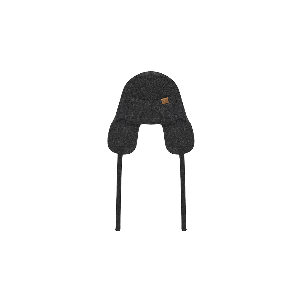 Kappy Wool knit trooper hat - Charcoal