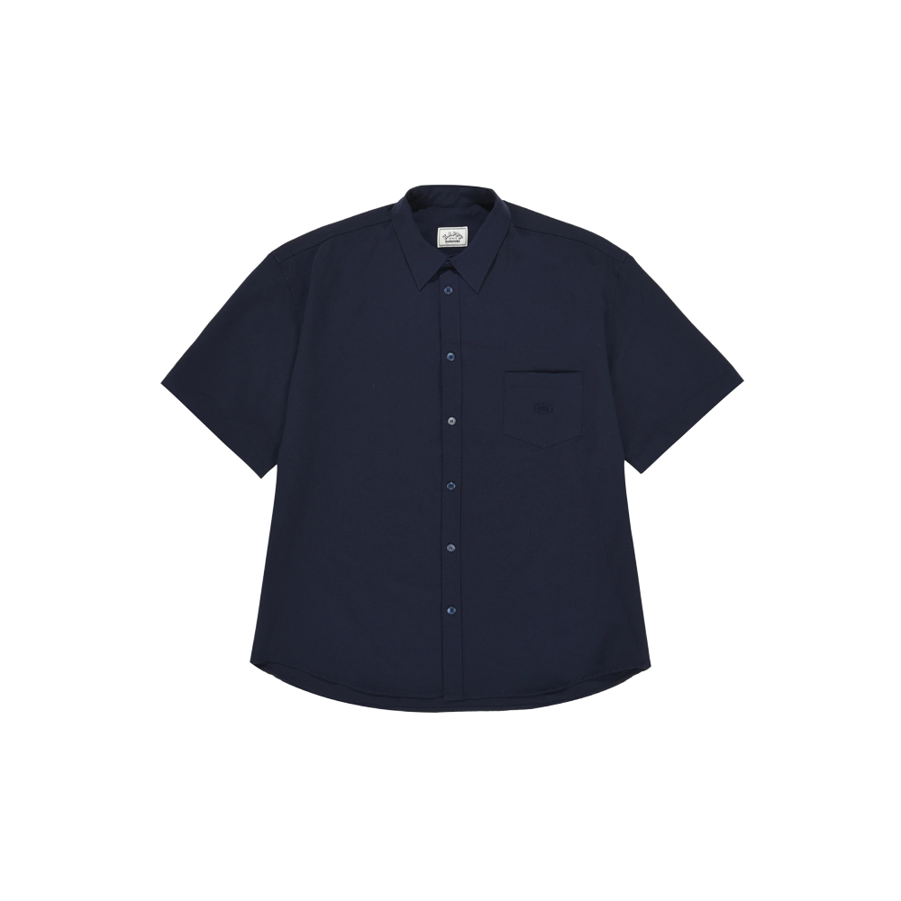 Kappy Relaxed Seersucker Half shirt - Navy