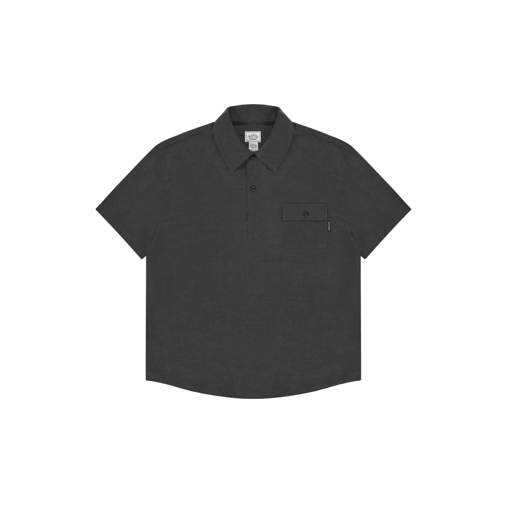 Kappy Pigment Henleyneck Half Shirt - Charcoal