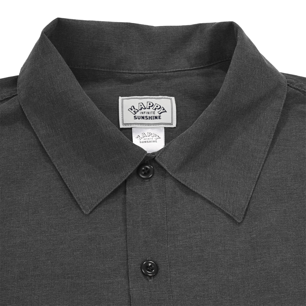 Kappy Pigment Henleyneck Half Shirt - Charcoal