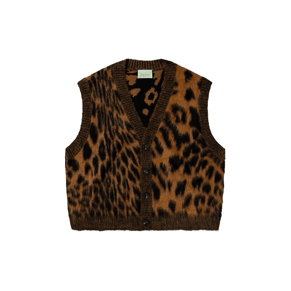 Aries Brushed Leopard Vest - Brown