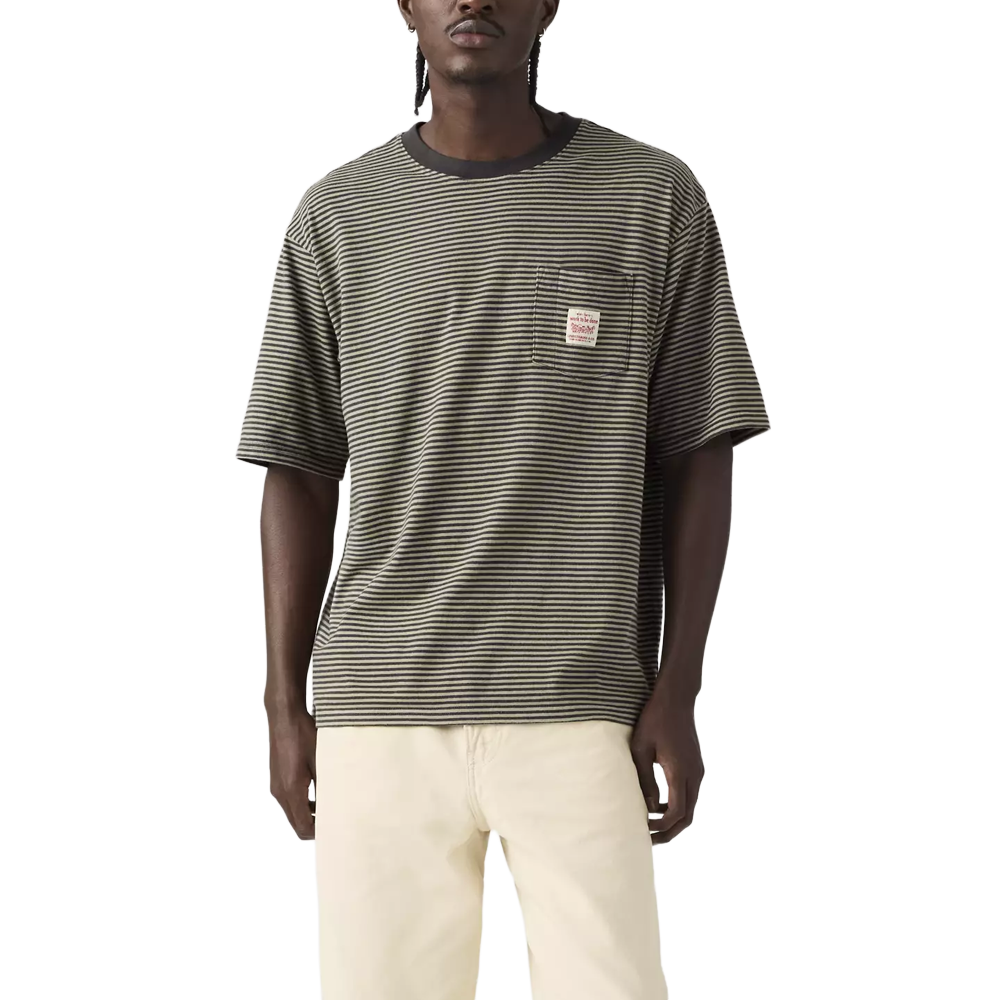 Levi's SS Workwear Tee - Euan Stripe Dried Sage