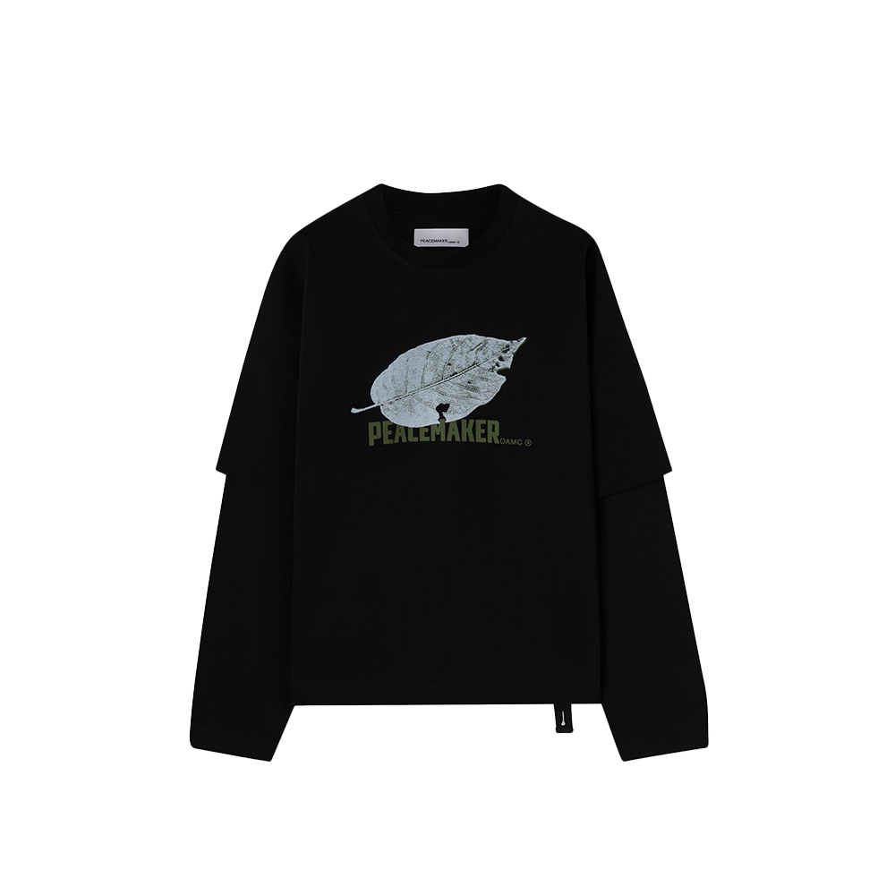 OAMC Peacemaker Leaf Double Layer Boxy Tshirt - Black