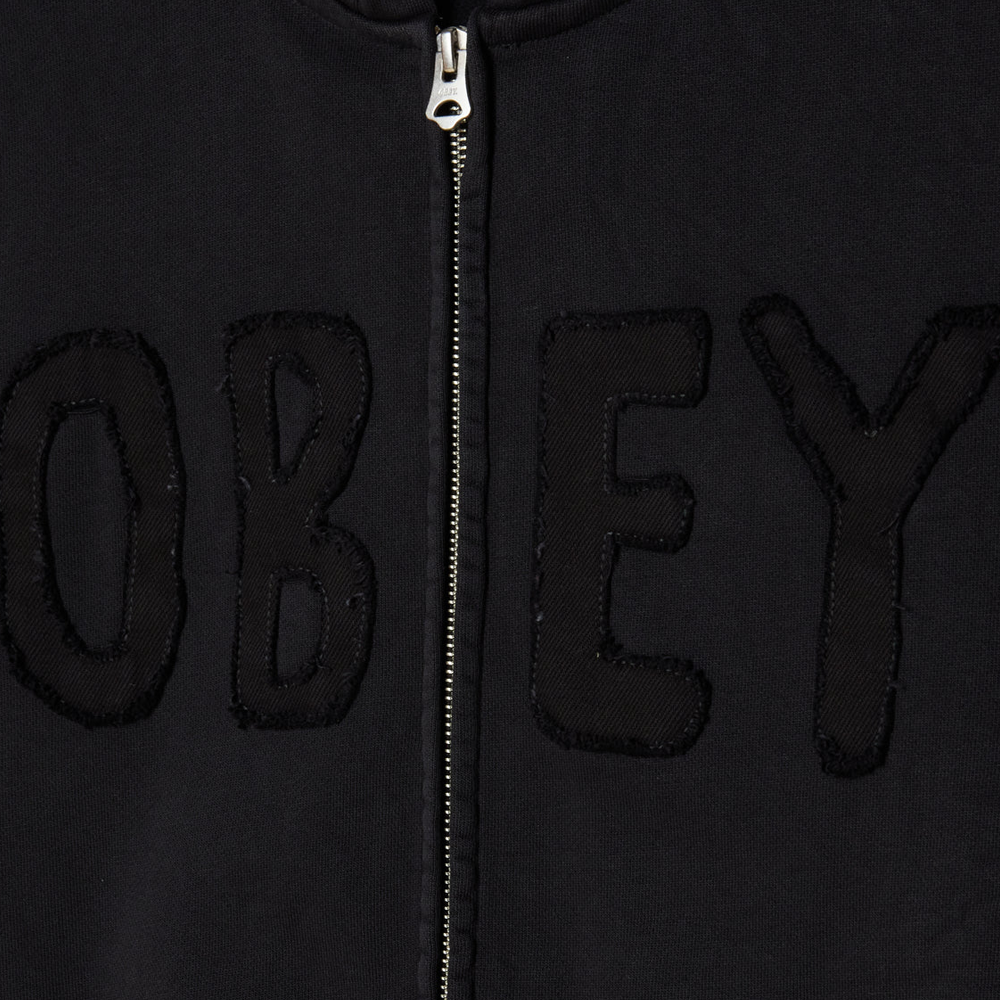 Obey Hybrid Faded Zip Hood - Black faded wash