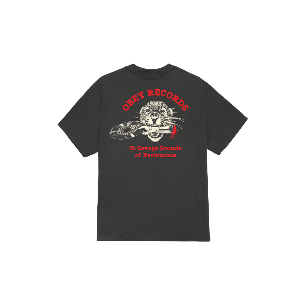 Obey Savage sound leopard tee - Vintage Black