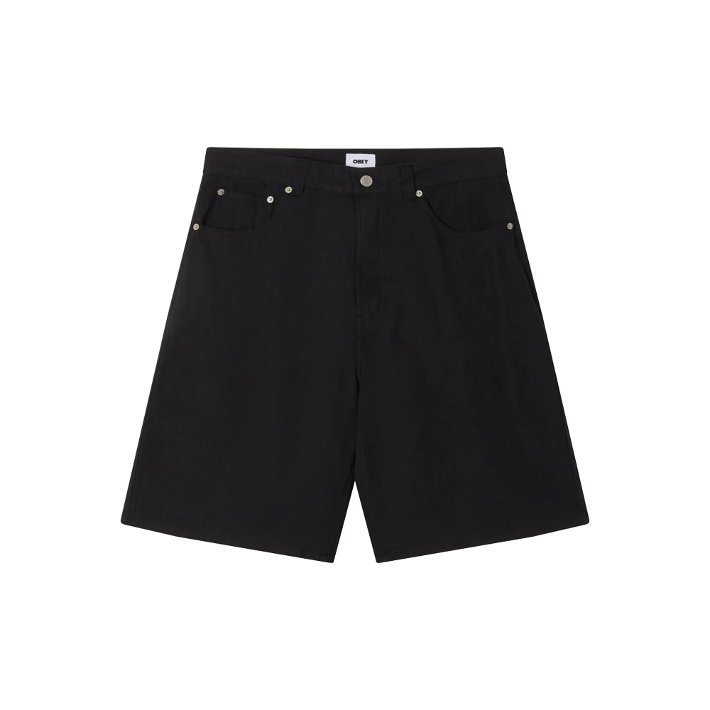 Obey Baggy linen devin short - Black
