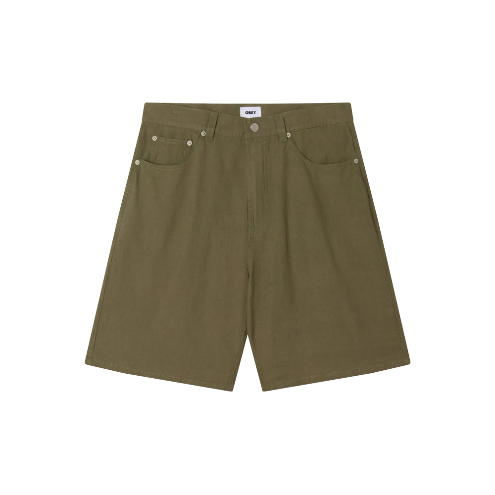 Obey Baggy linen devin short - Smokey Olive