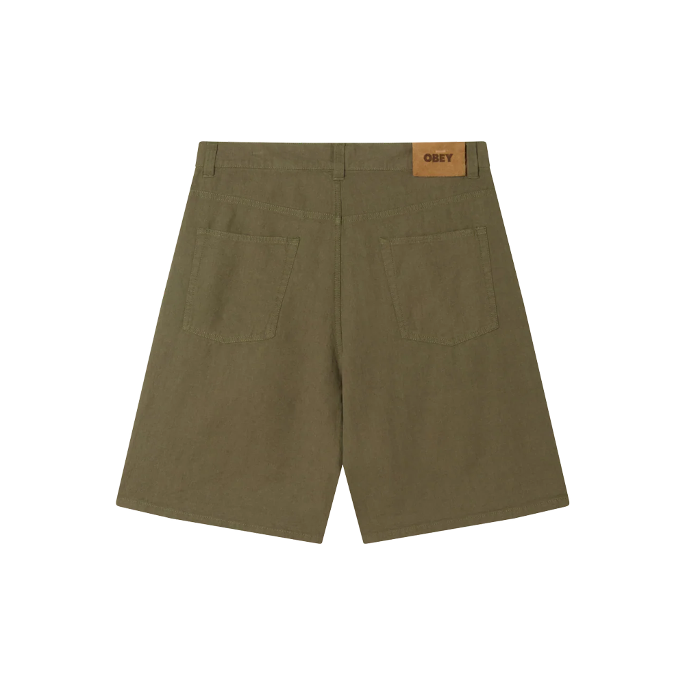 Obey Baggy linen devin short - Smokey Olive