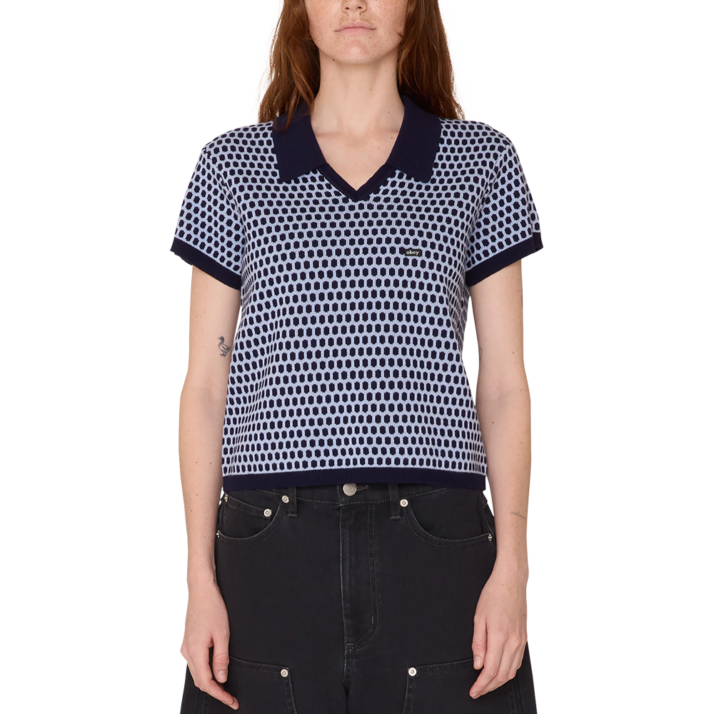 Obey Olga Polo Sweater - Evening Blue multi
