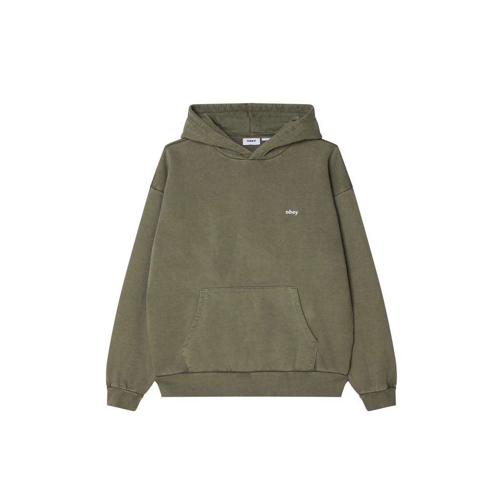 Obey Lowercase Pigment Hood Pullover - Pig. Deep lichen green