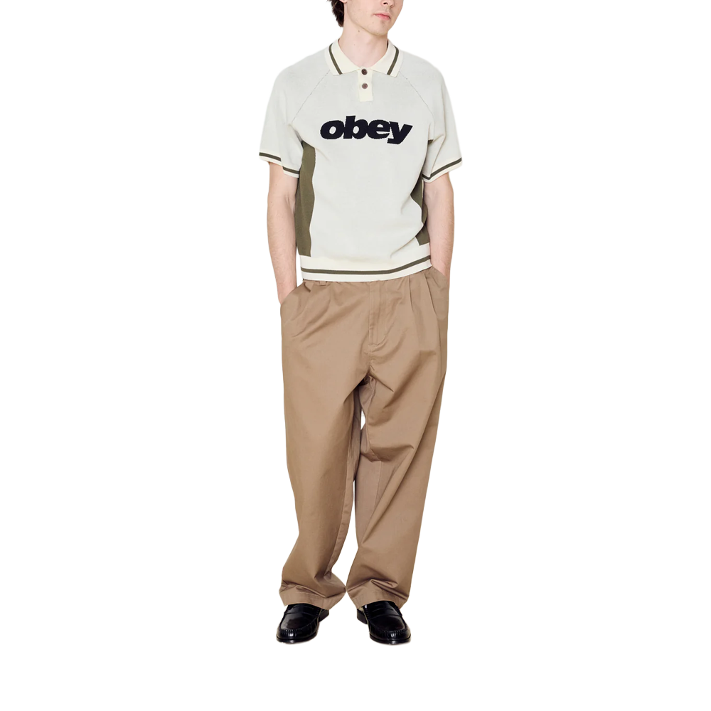 Obey Sport polo sweater - Unbleached multi