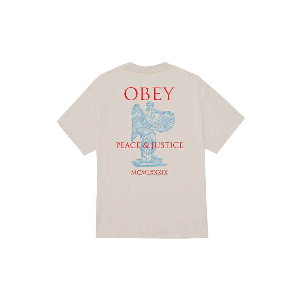Obey Peace & Justice Statue T-shirt - Silver Grey