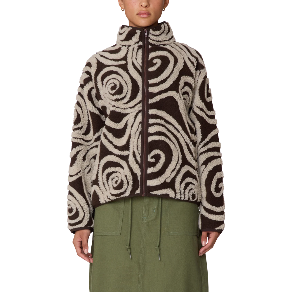 Obey Swirl Jacquard Jacket - Brown multi