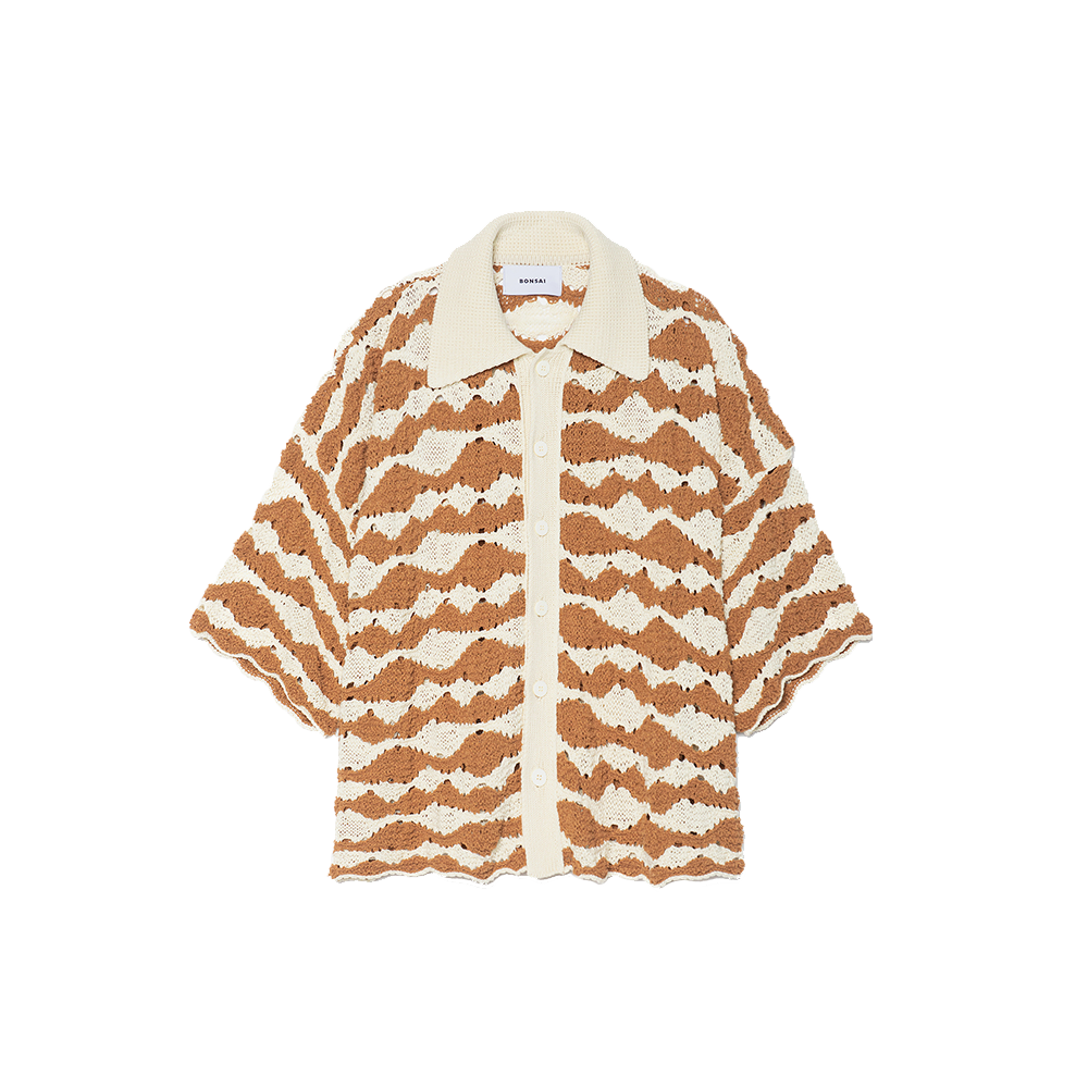 Bonsai Punzonato Knit Shirt - Brown