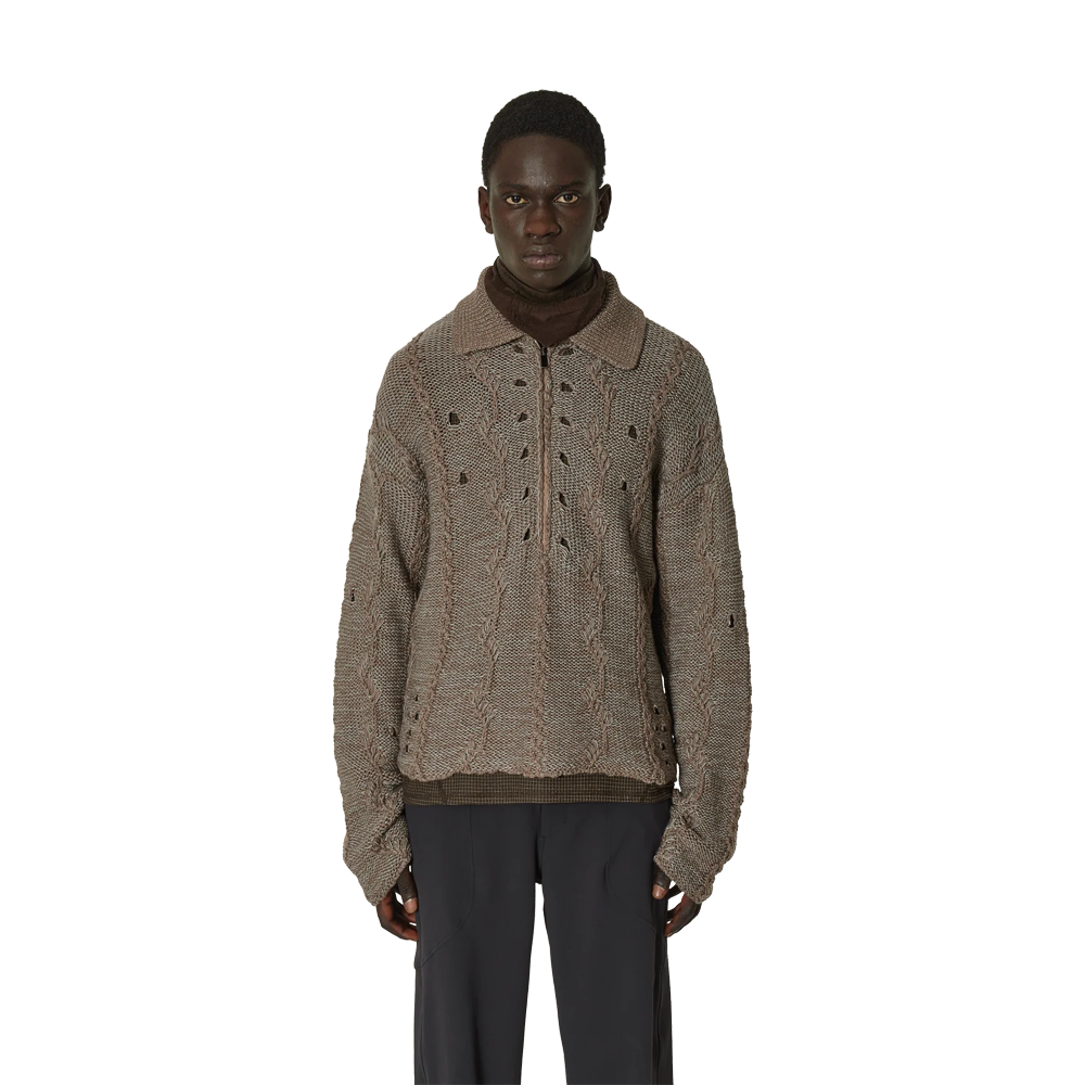 Roa Polo Cable Knit - Grey