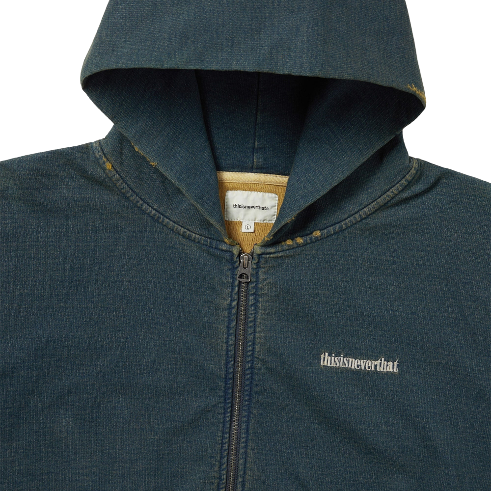 This Is Never That Damaged Zip Up Hoodie - Indigo Blue