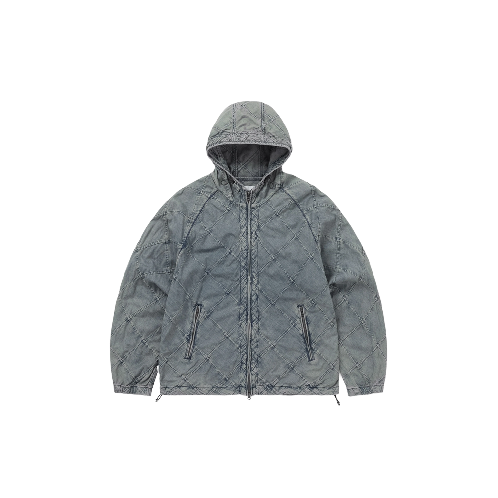 This Is Never That Patchwork Denim Windbreaker - Blue Grey