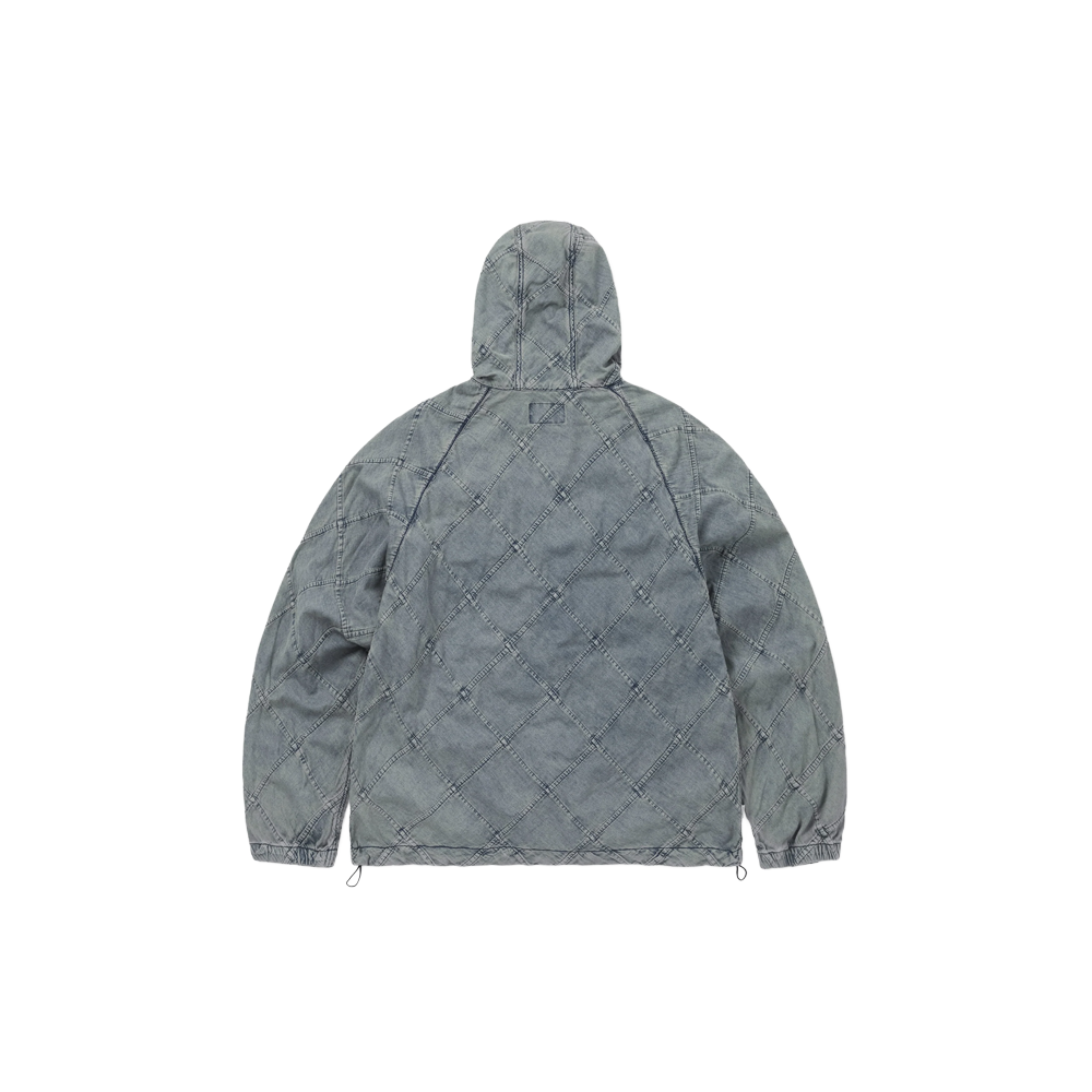 This Is Never That Patchwork Denim Windbreaker - Blue Grey