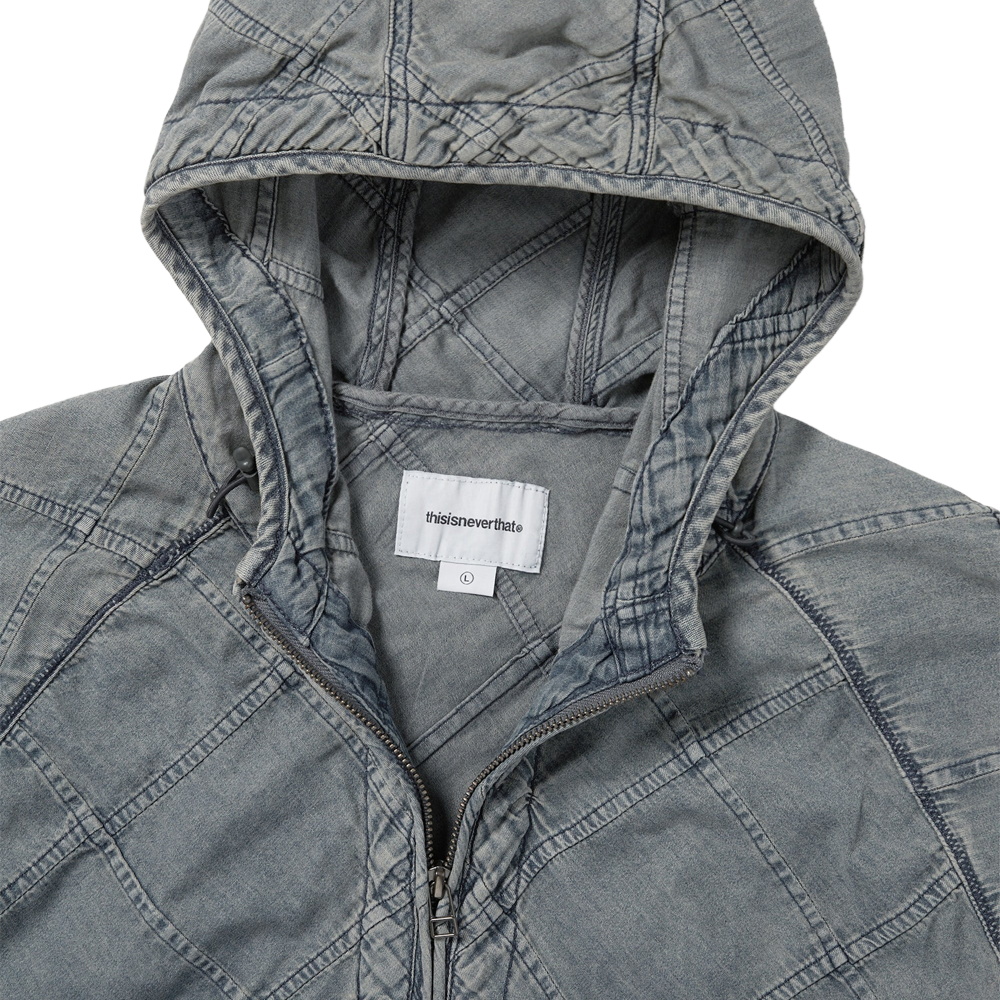 This Is Never That Patchwork Denim Windbreaker - Blue Grey