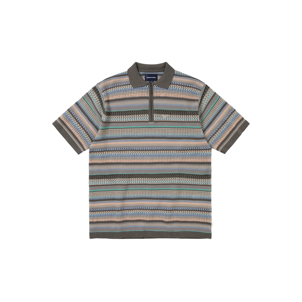 This Is Never That Striped S/S KnIt Polo - Pink Grey