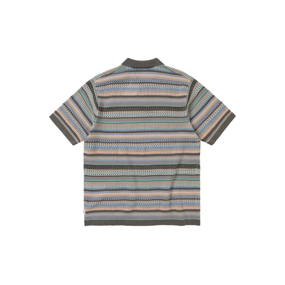 This Is Never That Striped S/S KnIt Polo - Pink Grey